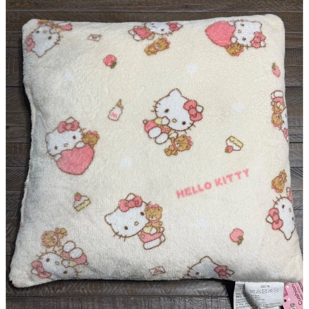 Sanrio Hello Kitty Cushion Kids OS Cream NWT Plush Heart Bear Throw Pillow